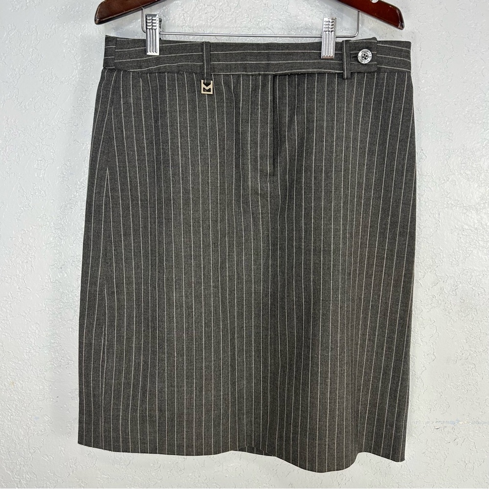 Vintage 90s Y2K Menswear Inspired Michael Kors Pinstripe Wool Blend Skirt Sz 10
